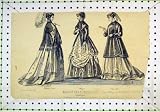 ANTIQUE PRINT WOMENS FASHION DRESSES FRENCH UMBRELLAS