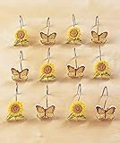 Set of 12 Sunflower and Butterfly Shower Hooks