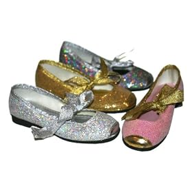 Toddler Girls Metallic Sparkling Mary Janes Flats Dress Shoes