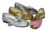 Toddler Girls Metallic Sparkling Mary Janes Flats Dress Shoes