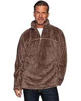 True Grit Men's 1/2 Zip Po Luxe Fleece Stripe Pullover Brown