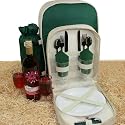 Picnic Backpack Set Cool Bag 2 Person Green-Cream
