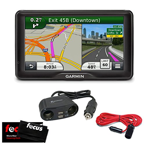 Garmin Dezl 760LMT 7-Inch Bluetooth Trucking GPS with Lifetime Maps & Traffic Updates with 4-Way 12-Volt Adapter + Max Professional Microfiber Easy Shammy + RoadPro Extension Cord with Cigarette Lighter Plug