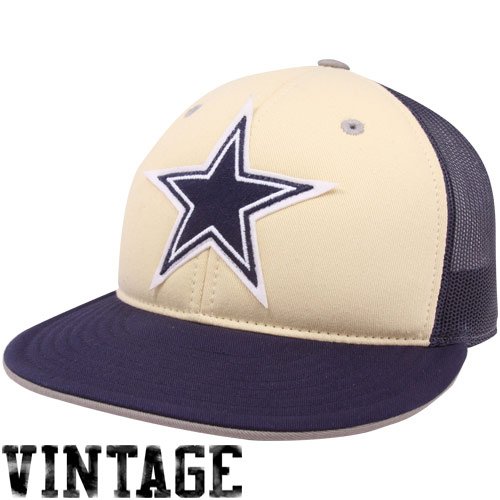 Reebok Dallas Cowboys Navy Blue-Natural Time Traveler Throwback Fitted Hat (7 1/4)
