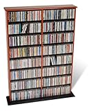 Cherry Double Width Wall Multimedia Storage Tower for CD, DVD & VHS
