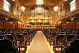 IMAGE OF Wallmonkeys Peel and Stick Wall Decals - Old Auditorium with Organ, Gold and Velvet - 24
