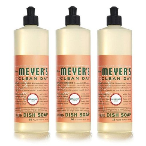 Mrs. Meyers Clean Day Liquid Dishwashing Soap, Geranium, 16 oz, 3 pack