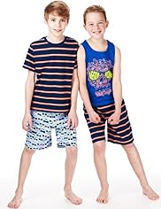 3 Pack Cotton Rich Skull Print Short Pyjamas