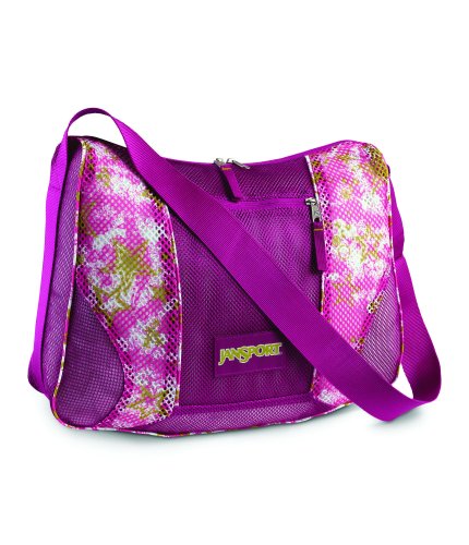 JanSport Antics Series Meshenger, White/New Hot Pink Breakdance