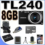 Samsung TL240 14.2MP Digital Camera w/7x Optical Zoom (Black) BigVALUEInc Accessory Saver 8GB Battery Bundle