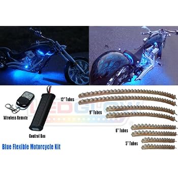 Set A Shopping Price Drop Alert For 8pc Blue LED Flexible Motorcycle Light Kit