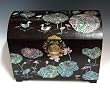 Mother of Pearl Luxury Large Handmade Lacquered Duck in Lotus Pond Design Asian Big Brown Wooden Jewelry Trinket Keepsake Treasure Box Ring Watch Case Chest Organizer