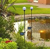 Outdoor Living : 2 Blue border ball garden solar lights