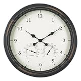 Chaney Instrument 24 Inch Indoor/Outdoor Black Clock/Thermometer/Hygrometer