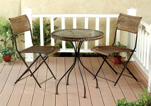 Bliss Hammocks Wicker Bistro Set - Brown