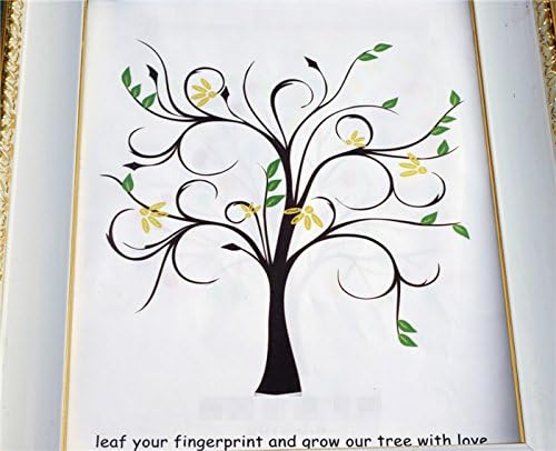 Ayouta Creative Wedding Fingerprint Tree Sign Painting Signature Alternative Guest Book Thumbprint Tree Poster(C)