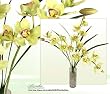 Three 31" Cymbidium Orchid Artificial Silk Flowers with leaves
