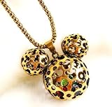 Finely Crafted Disney's Inspired Antique Gold Plated 3D Outline Mickey Mouse Pendant Long Necklace