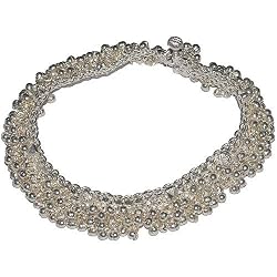 Indian Jewelry Ankle Bracelet Pairs in Silver 10 inches