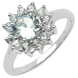1.35 Carat Genuine Aquamarine Sterling Silver Ring