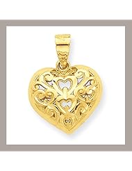 10k Yellow Gold Diamond-Cut Heart Charm
