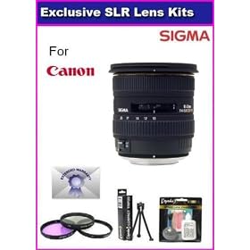 Sigma 10-20mm f/4-5.6 EX DC HSM Lens for The Canon Rebel XT XTi 350D 400D 50D XSI XS T1I T2I 5D 10D 20D 30D 450D 1000D 7D Bonus Kit Includes PRO HD 3PC Filter Kit + 7 Year Lens Warranty + Flower lens Hood + More