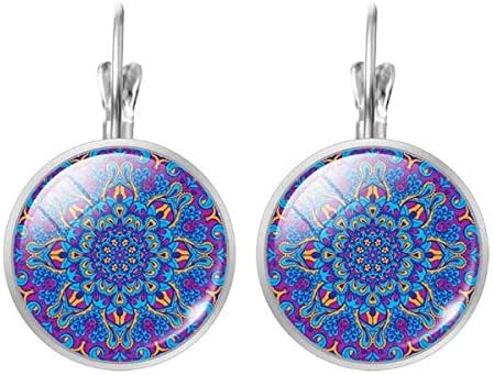 Tiny mandala earrings, mandala stud earrings, antique brass earrings, gun metal studs, post earrings, stud earrings, glass studs (2)