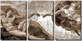 Framed Huge 3 Panel Art Michelangelo Creation Of Adam Giclee Canvas Print