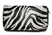 Zebra Print White / Black Flat Wallet - Dual Zipper