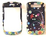 Black Flower Art Snap on Hard Skin Faceplate Cover Case for Blackberry Curve 8900 + Belt Clip