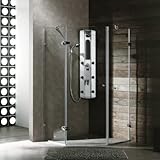 IMAGE OF Vigo Industries VG6061CHCL38 Frameless NeoAngle Tempered Glass Shower Enclosure, Chrome