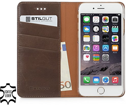 StilGut Talis Italian-Series, Leather Wallet Case for Apple iPhone 6 & iPhone 6s (4.7''), Fango