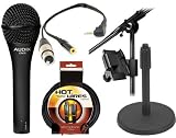 Audix OM3 Dynamic Vocal Microphone With XLR Jack to iPhone, iPad2, iPod Touch and Other Compatible Device for Professional Recording, with a 3.5mm Mini Jack for Headphones & IKLIP Mini - Universal microphone stand adapter & On Stage DS7200B Adjustable Desk Microphone Stand