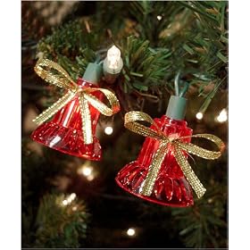 Set of 40 Red Musical Bell Christmas Lights With Multiple Functions