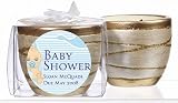 Baby Keepsake: Blue Stripe Stork Theme Personalized Elegant Scented Pottery Votive Ca (Set of 24)
