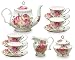Gracie Bone China 11-Piece Tea Set, Pink Sandra's Rose