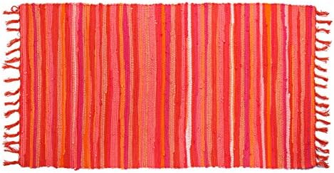 Uniifurn Color Stripe Rag Rugs for Kitchen, Bathroom, Entry Way, Laundry Room (More Color &amp; Size Options Available) (Orange, 2x3')