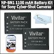 2 Pack Replacement Sony NP-BN1 (1100 mAH) Extended Rechargeable Battery Kit For Sony CyberShot Camera Includes 2 NP-BN1 For Sony DSC-TX10 DSC-TX5 DSC-TX7 DSC-TX9 DSC-T99 DSC-W330 DSC-WX5 DSC-W310 DSC-W350 DSC-W330 W510 W530 W570 WX9 T110 DSC-W690 Camera + 2 Pack Replacement Sony NP-BN1 (1100 mAH) Extended Rechargeable Battery Kit For Sony CyberShot Camera Includes 2 NP-BN1 For Sony DSC-TX10 DSC-TX5 DSC-TX7 DSC-TX9 DSC-T99 DSC-W330 DSC-WX5 DSC-W310 DSC-W350 DSC-W330 W510 W530 W570 WX9 T110 DSC-W690 Camera +