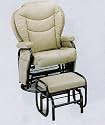 Swivel Glider Rocker Chair with Ottoman Ivory Leatherette