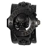 Affliction Men's AF1008 - BLK Crusade Leather Black Dial Black Watch