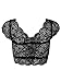 Choies Women's White/Black Lace Cupped Cap Sleeve Crop Top