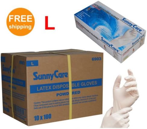 1000/Cs Latex Disposable Gloves Powdered N-Vinyl Size: Large