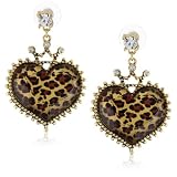 Betsey Johnson Lovely Leopard Large Heart Drop