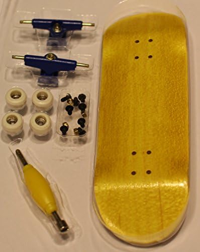 Fingerboard Bearing Wheels Wide Trucks "Legit Wood" Finger Skateboards : Extreme Shape Yellow 32mm