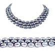 Triple Strand 16-18 Inches 7-8mm Black Oval Shape Freshwater Cultured Pearl Necklace