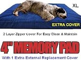 Extra Large 4 Heavy Duty Orthopedic Memory Foam Pad Pet Dog Bed set + 1 free additional replacement denim cover