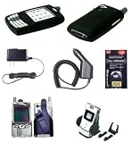 TREO 650 / 700 / 700WX ACCESSORY BUNDLE - BLACK SILICONE CASE + CAR CHARGER + WALL CHARGER + BELT CLIP + ANTENNA BOOSTER + CAR HOLDER