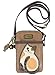 Chala Cat Cellphone Crossbody Handbag - Convertable Strap, Cat Lovers Gift (Brown)