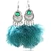 Green & Black Pin Stripe Feather Earrings 4