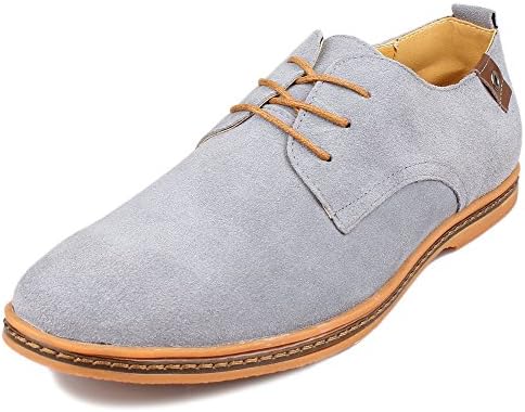 Kempin Mens Grey Classic Original Casual Leather Flat Shoes Flats